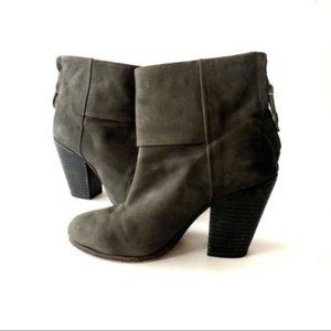 Rag & Bone Newbury Gray Suede Zip Up Ankle Booties Size 35 / 5